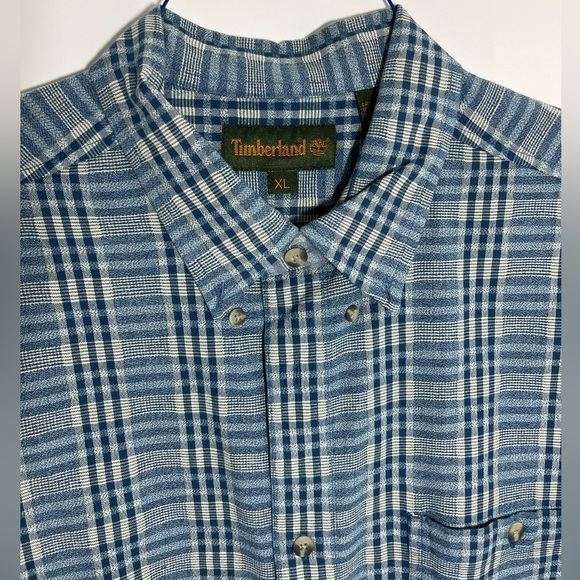 Timberland Men's Button Down Flannel Shirt Size XL Blue Grey - Picture 3 of 6